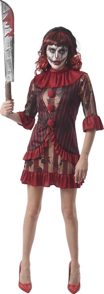 Halloween Dames Verkleedjurkje Duivelse Clown Maat 36-38